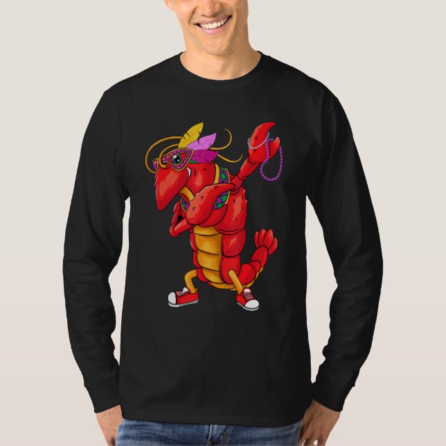 Camiseta Dabbing Crawfish Mardi Gras (Frente)