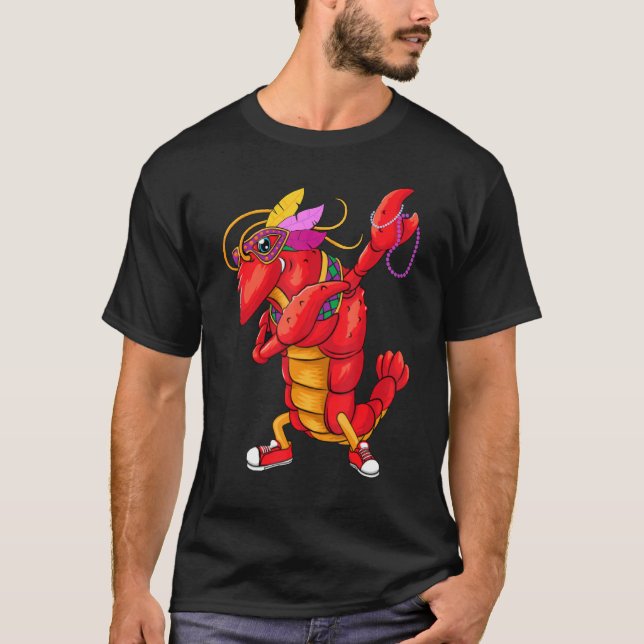 Camiseta Dabbing Crawfish Mardi Gras (Frente)