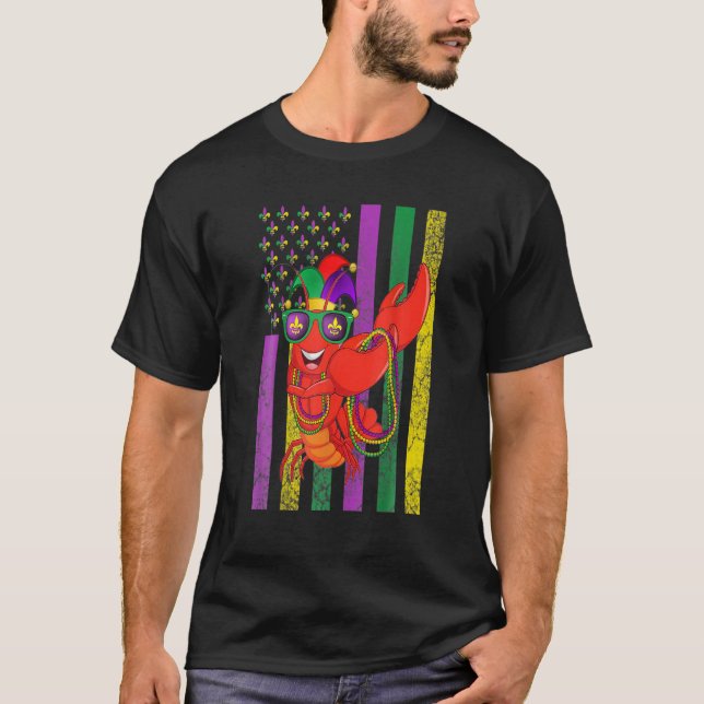 Camiseta Dabbing Crawfish Mask Mardi Gras Celebration Ameri (Frente)