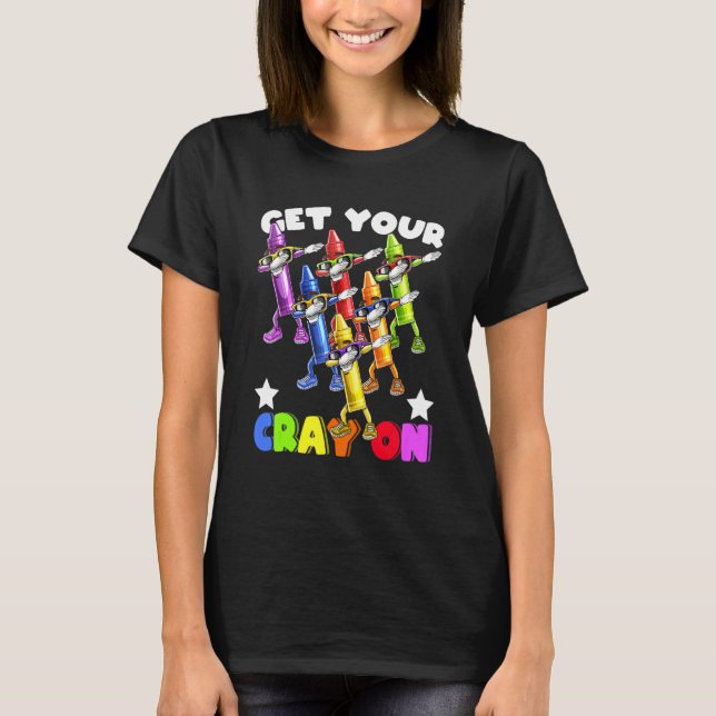 Camiseta Dabbing Crayon Squad Back To School Kids Teachers (Frente)