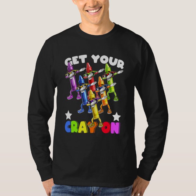 Camiseta Dabbing Crayon Squad Back To School Kids Teachers (Frente)
