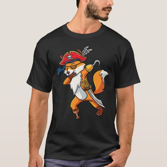 Camiseta Dabbing Cute Fox Pirate Halloween (Frente)