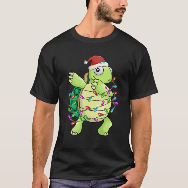 Camiseta Dabbing da tartaruga de Natal com Santa Hat Xmas (Frente)