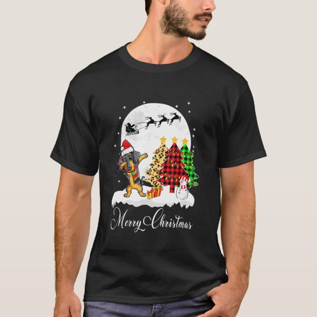 Camiseta Dabbing Dachshund Dab Cog Árvore de Natal Xmas (Frente)