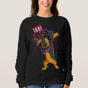 Camiseta Dabbing Dachshund Dog & Tio Sam Hat Usa Flag 4th