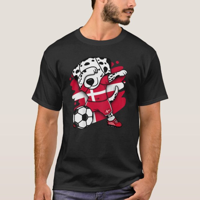 Camiseta Dabbing Dalmaciano Dinamarca Soccer Fans Jersey (Frente)