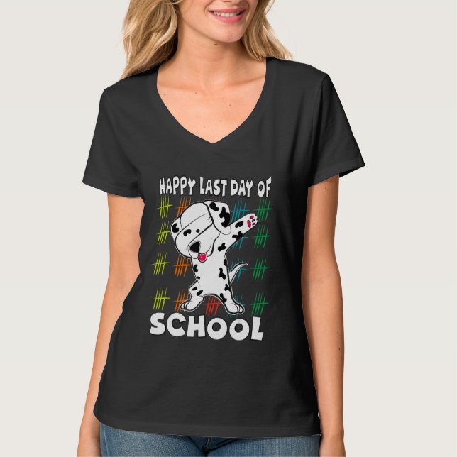 Camiseta Dabbing Dalmatic School Supply Happy No Dia Ontem  (Frente)