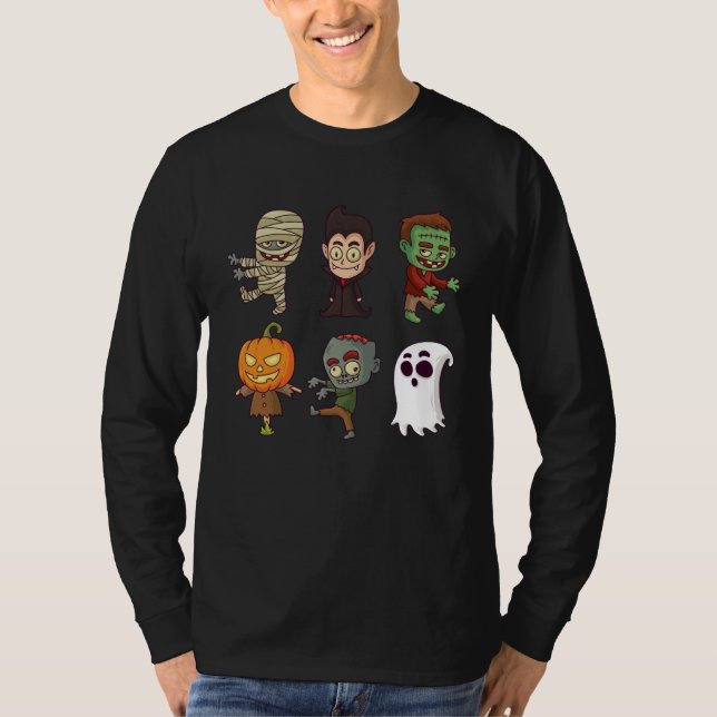 Camiseta Dabbing Dancing Halloween Monsters  boys girls (Frente)