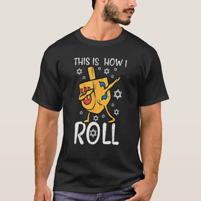 Camiseta Dabbing Dreidel Ugly Chanukah Homens (Frente)