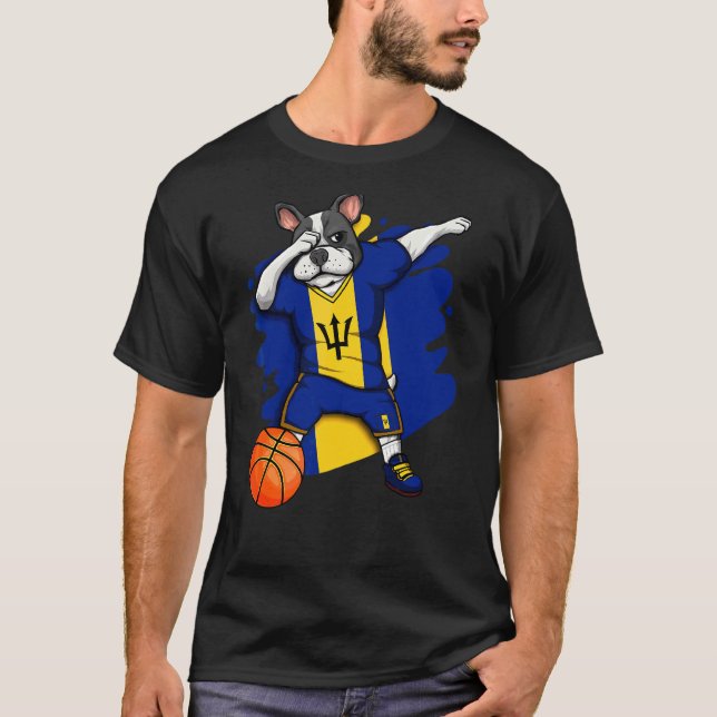 Camiseta Dabbing French Buldogue Barbados Basball Fan Jer (Frente)