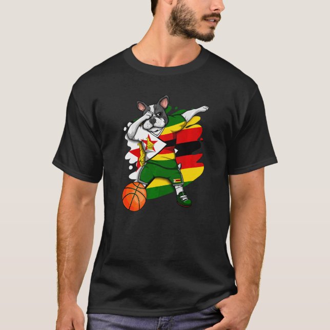 Camiseta Dabbing French Buldogue Zimbábue Fan Jer (Frente)