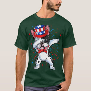 Camiseta Dabbing French Bulldog 4 de julho para Men Women B