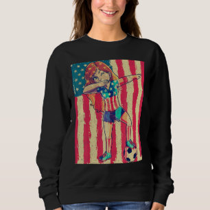 Camiseta Dabbing Futebol Mulheres Menina EUA 4 de Julho Ame