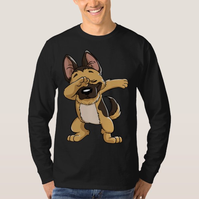 Camiseta Dabbing German Shepherd Dog   Boys Kids Dab Dance (Frente)