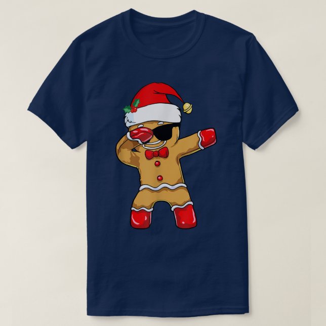 Camiseta Dabbing Gingerbird Man Christmas Baking Kids Funn (Frente do Design)