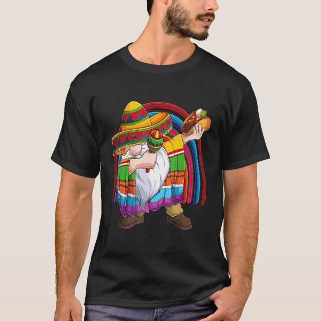 Camiseta Dabbing Gnome Cinco De Mayo Fiesta Taco Sombrero R (Frente)