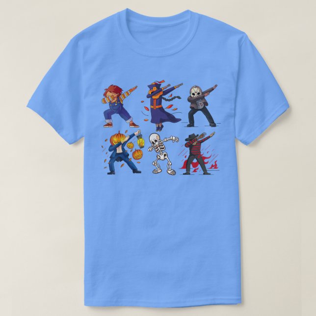 Camiseta Dabbing Halloween Boys Skeleton Zombie Scary Pumpk (Frente do Design)