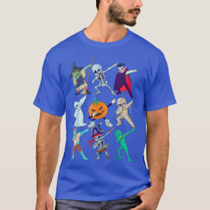 Camiseta Dabbing Halloween Boys Skeleton Zombie Scary Pumpk