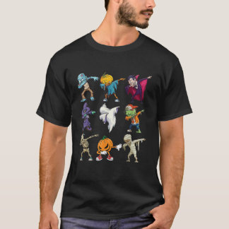 Camiseta Dabbing Halloween Boys Skeleton Zombie Scary Pumpk