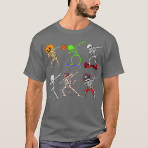 Camiseta Dabbing Halloween Boys Skeleton Zombie Scary Pumpk