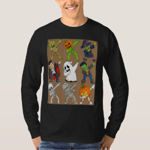 Camiseta Dabbing Halloween Esqueleto Zumbi Assustador Abóbo