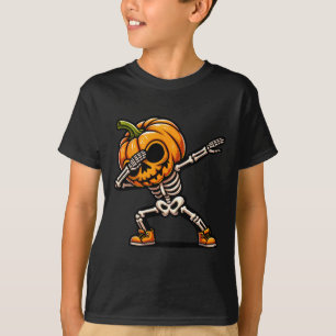 Camiseta Dabbing Halloween Skeleton Boys Trick Trey Funny