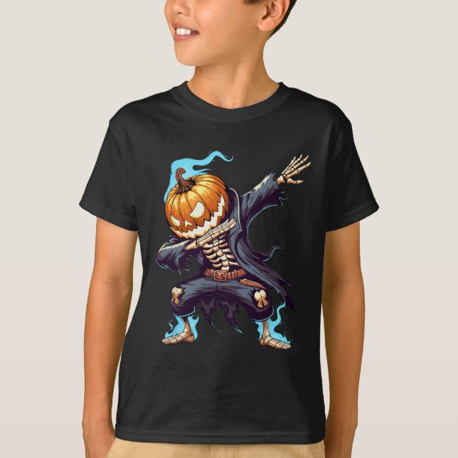 Camiseta Dabbing Halloween Skeleton Monster Dab Spooky Boys (Frente)