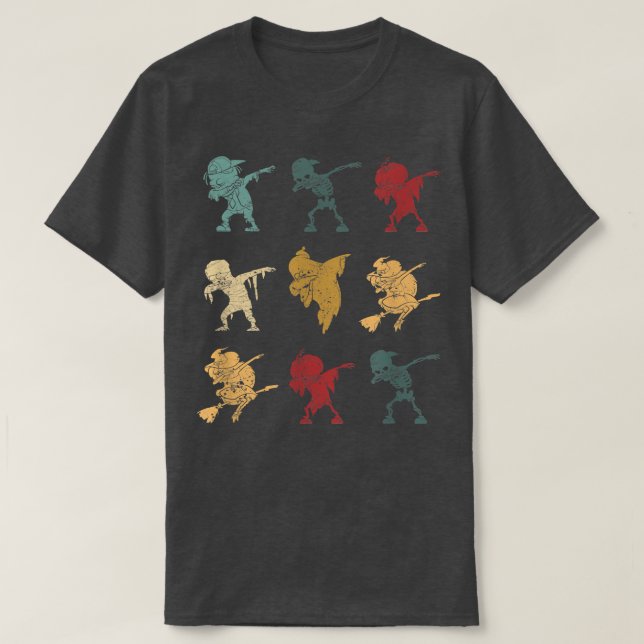 Camiseta Dabbing Halloween Skeleton Zombie Ghost Witch Scar (Frente do Design)