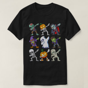 Camiseta Dabbing Halloween Skeleton Zombie Pumpkin Mummy