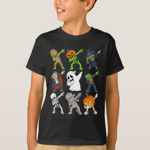 Camiseta Dabbing Halloween Skeleton Zombie Scary Pumpkin Va