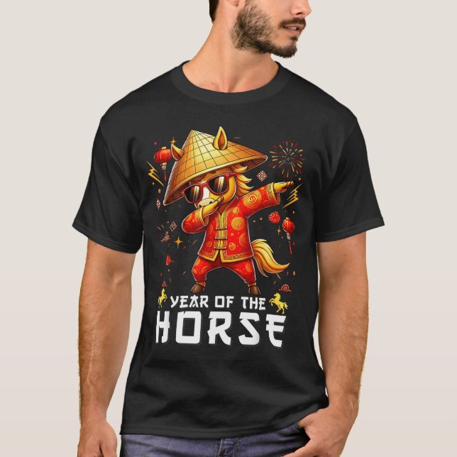 Camiseta Dabbing Horse Lunar Chinese New Year Of The Horse  (Frente)