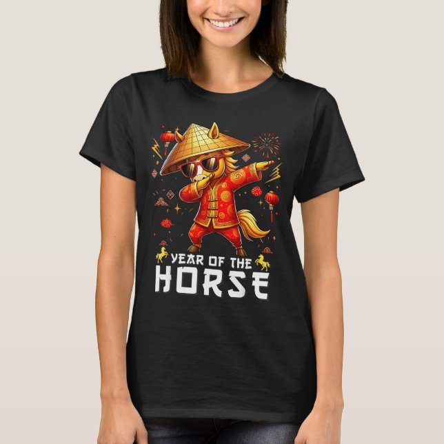 Camiseta Dabbing Horse Lunar Chinese New Year Of The Horse  (Frente)