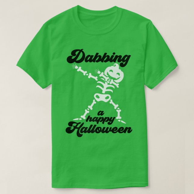Camiseta Dabbing Jack O Lantern Skeleton (Frente do Design)