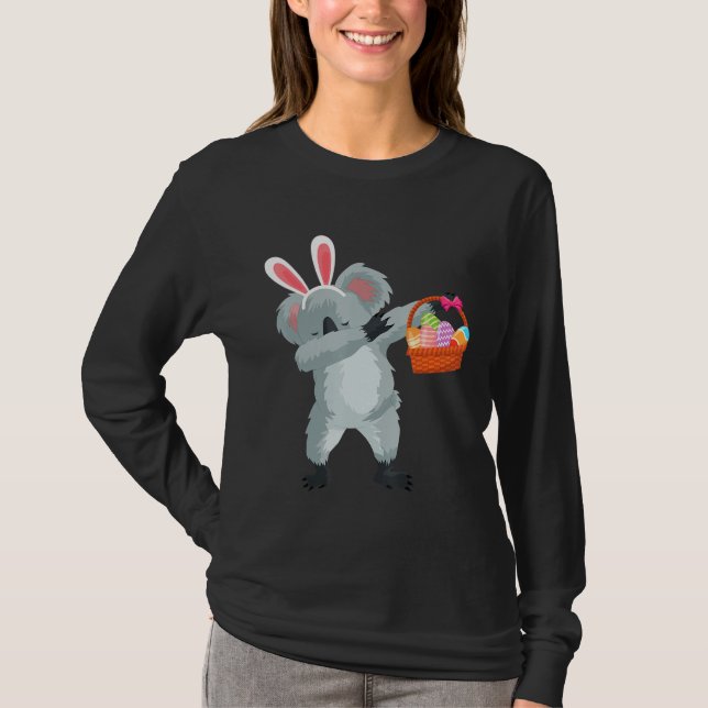 Camiseta Dabbing Koala Easter Ovo Funny Páscoa Gif (Frente)