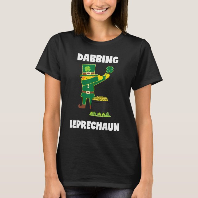Camiseta Dabbing Leprechaun Green Lucky Shamrock St Patrick (Frente)