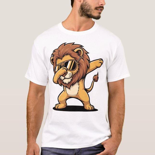 Camiseta Dabbing Lion Funny Cute Dab Dance (Frente)