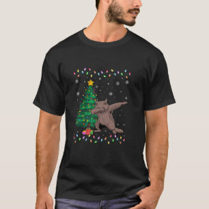 Camiseta Dabbing Maine Coon Xmas Tree Luzes Feias Natal