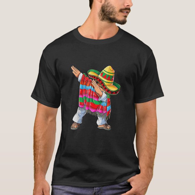 Camiseta Dabbing Mexicano Poncho Boys Men Dab Cinco De Mayo (Frente)