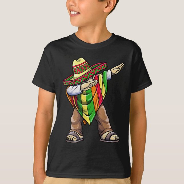 Camiseta Dabbing Mexicano Poncho Cinco De Mayo (Frente)