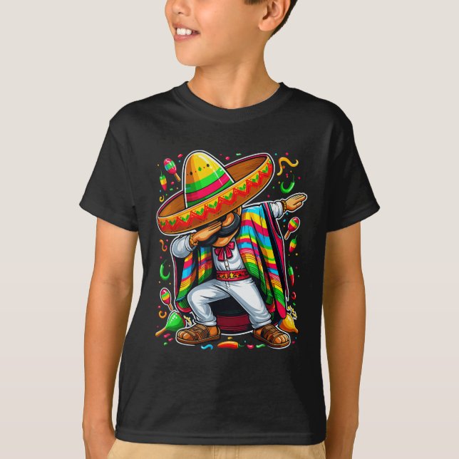 Camiseta Dabbing Mexicano Poncho Cinco De Mayo (Frente)