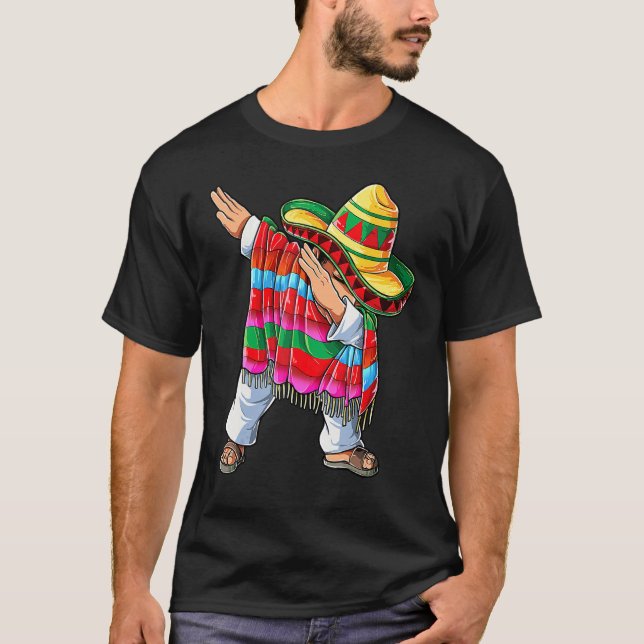Camiseta Dabbing mexicano Poncho Cinco De Mayo Boys Men Som (Frente)