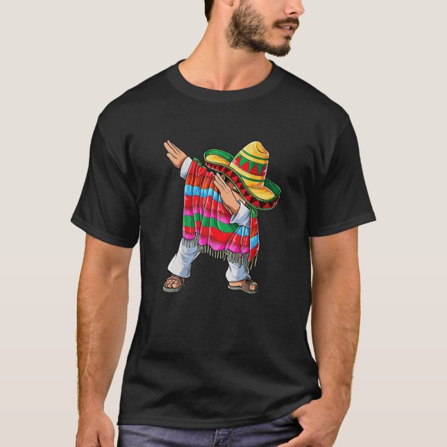 Camiseta Dabbing mexicano Poncho Cinco De Mayo Boys Men Som (Frente)