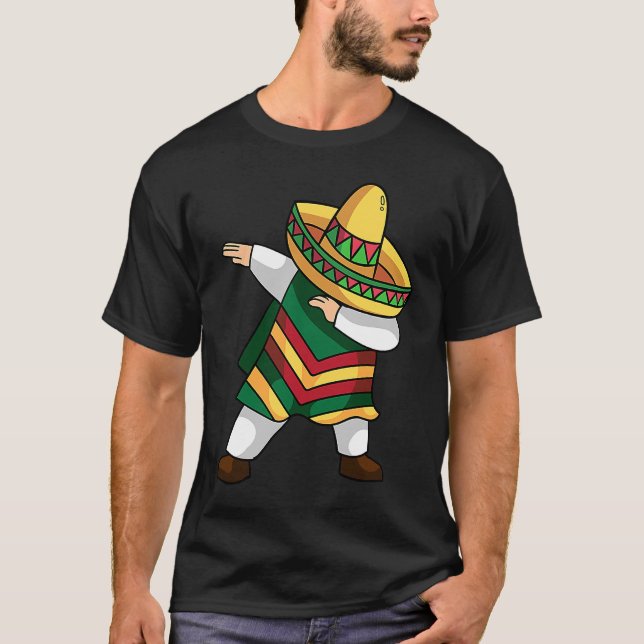 Camiseta Dabbing mexicano Poncho Cinco De Mayo Costume (Frente)