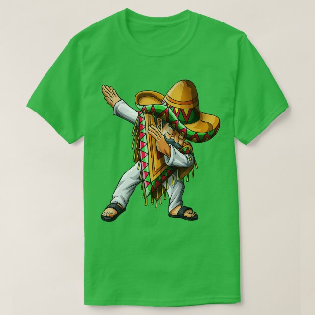 Camiseta Dabbing mexicano Poncho Sombrero Dab Cinco de Mayo (Frente do Design)