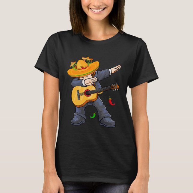 Camiseta Dabbing Mexico Mariachi & Guitar Cinco De Mayo Boy (Frente)