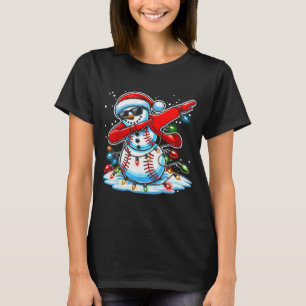 Camiseta Dabbing Natal Beisebol Boneco de Neve Meninos Beis