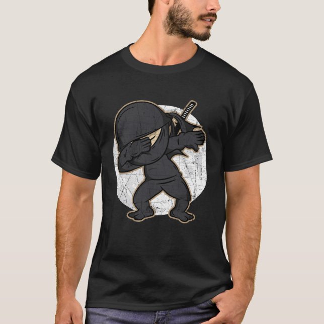 Camiseta Dabbing Ninja aflita fantasia Ninja (Frente)