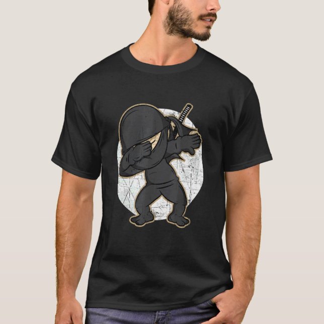 Camiseta Dabbing Ninja aflita fantasia Ninja (Frente)