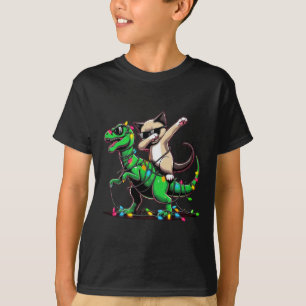 Camiseta Dabbing Oriental Shorthair No Xmas Lights Dinosaur