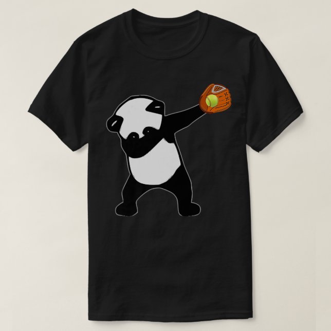 Camiseta Dabbing Panda Bear Sofball Beball Glove Sport P (Frente do Design)